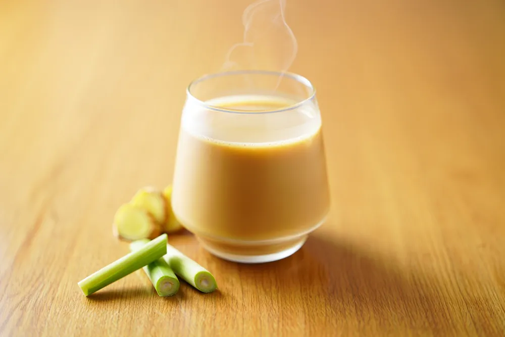 Lemongrass chai with fresh lemongrass and ginger