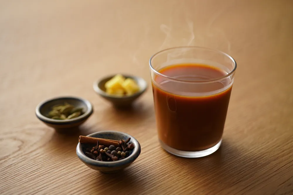 Spicy masala chai with whole spices